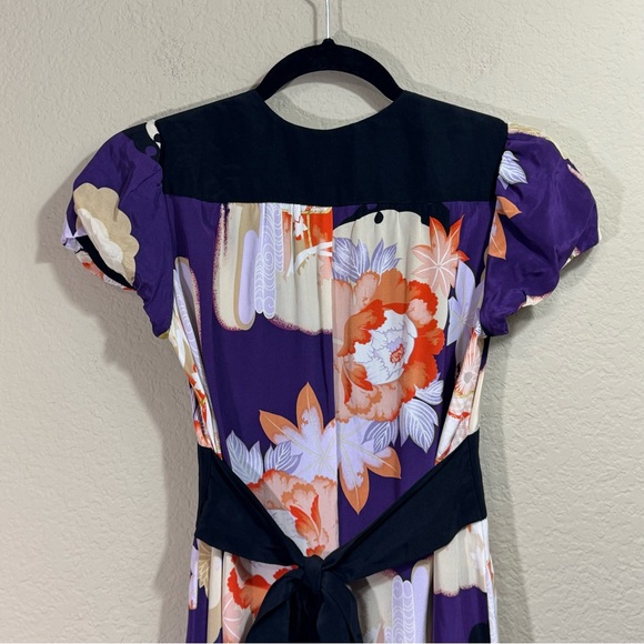 NEW Corey Lynn Calter Women's Silk Floral Fit and Flare Cap Sleeve Midi Dress 0 - Picture 9 of 12